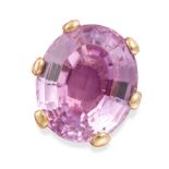 A FINE KUNZITE AND DIAMOND DRESS RING in 18ct yellow gold, set with an oval cut kunzite of approx...