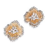 KUTCHINSKY, A MODERNIST PAIR OF DIAMOND FLOWER CLIP EARRINGS, 1971 in 18ct yellow and white gold,...