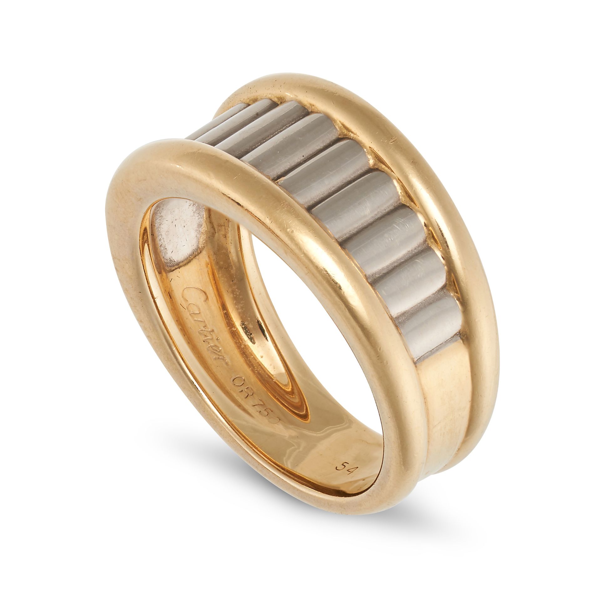 CARTIER, A GOLD RING in 18ct yellow and white gold, the tapering band with a central fluted white... - Bild 2 aus 2