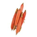 PIERRE STERLE, A FINE VINTAGE CORAL DRESS RING in 18ct yellow gold, set with polished corals to a...