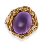 SOLANGE AZAGURY-PARTRIDGE, AN AMETHYST AND DIAMOND JUMP BOMBE RING in 18ct yellow gold, set with ...