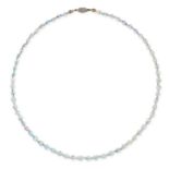 AN OPAL, ROCK CRYSTAL AND DIAMOND NECKLACE comprising a row of opal beads accented by faceted roc...