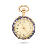 AN ANTIQUE DIAMOND AND ENAMEL POCKET WATCH in 18ct yellow gold, white circular dial with black pa...