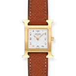 HERMES - AN HERMES "H" WRISTWATCH in gold plate and stainless steel, HH1.201, 3016603, the square...