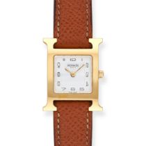 HERMES - AN HERMES "H" WRISTWATCH in gold plate and stainless steel, HH1.201, 3016603, the square...