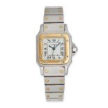 CARTIER - A BIMETAL LADIES CARTIER SANTOS GALBEE AUTOMATIC WRISTWATCH in yellow gold and stainles...