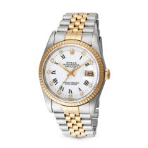 ROLEX - A BIMETAL ROLEX OYSTER PERPETUAL DATEJUST in stainless steel and yellow gold, 16233, R715...