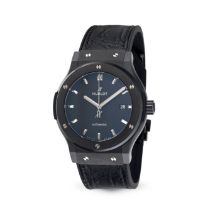 HUBLOT - A HUBLOT CLASSIC FUSION AUTOMATIC WRISTWATCH in black ceramic and titanium, the circular...