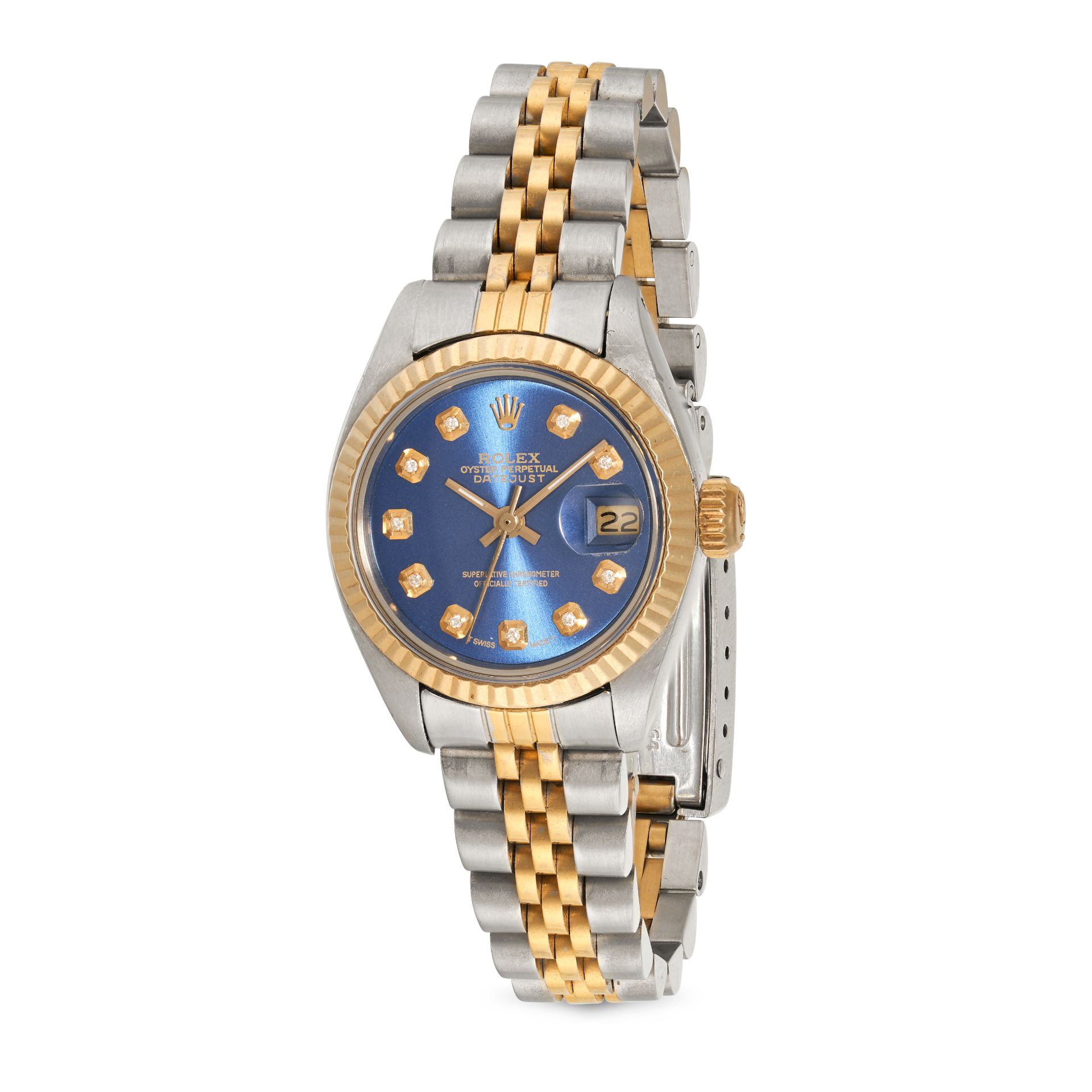 ROLEX - A VINTAGE LADIES BIMETAL ROLEX OYSTER PERPETUAL DATEJUST in stainless steel and yellow go...