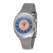 OMEGA - A RETRO OMEGA CHRONOSTOP WRISTWATCH in stainless steel, 145.009/145.010, 17 jewel manual ...
