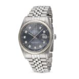 ROLEX - A ROLEX OYSTER PERPETUAL DATEJUST in stainless steel, 16014, the grey tapestry dial with ...