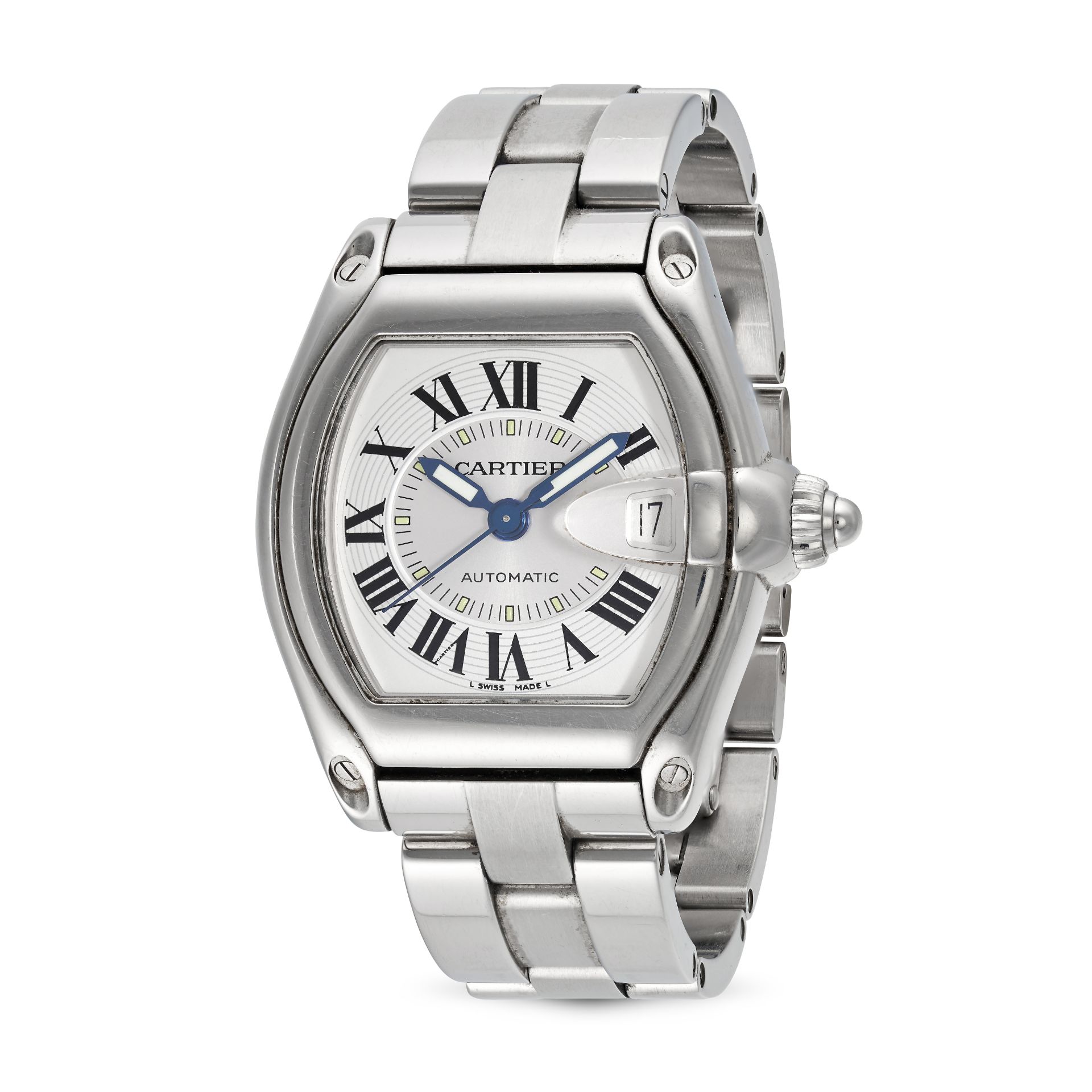 CARTIER - A CARTIER ROADSTER AUTOMATIC WRISTWATCH in stainless steel, 2510, 7008XXXX, the tonneau...