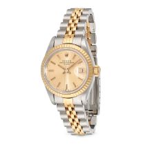 ROLEX - A BIMETAL LADIES ROLEX OYSTER PERPETUAL DATE AUTOMATIC WRISTWATCH in stainless steel and ...