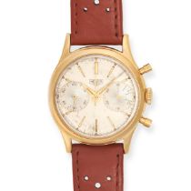 HEUER - A HEUER CHRONOGRAPH WRISTWATCH in stainless steel and gold plate, 17 jewel manual wind mo...