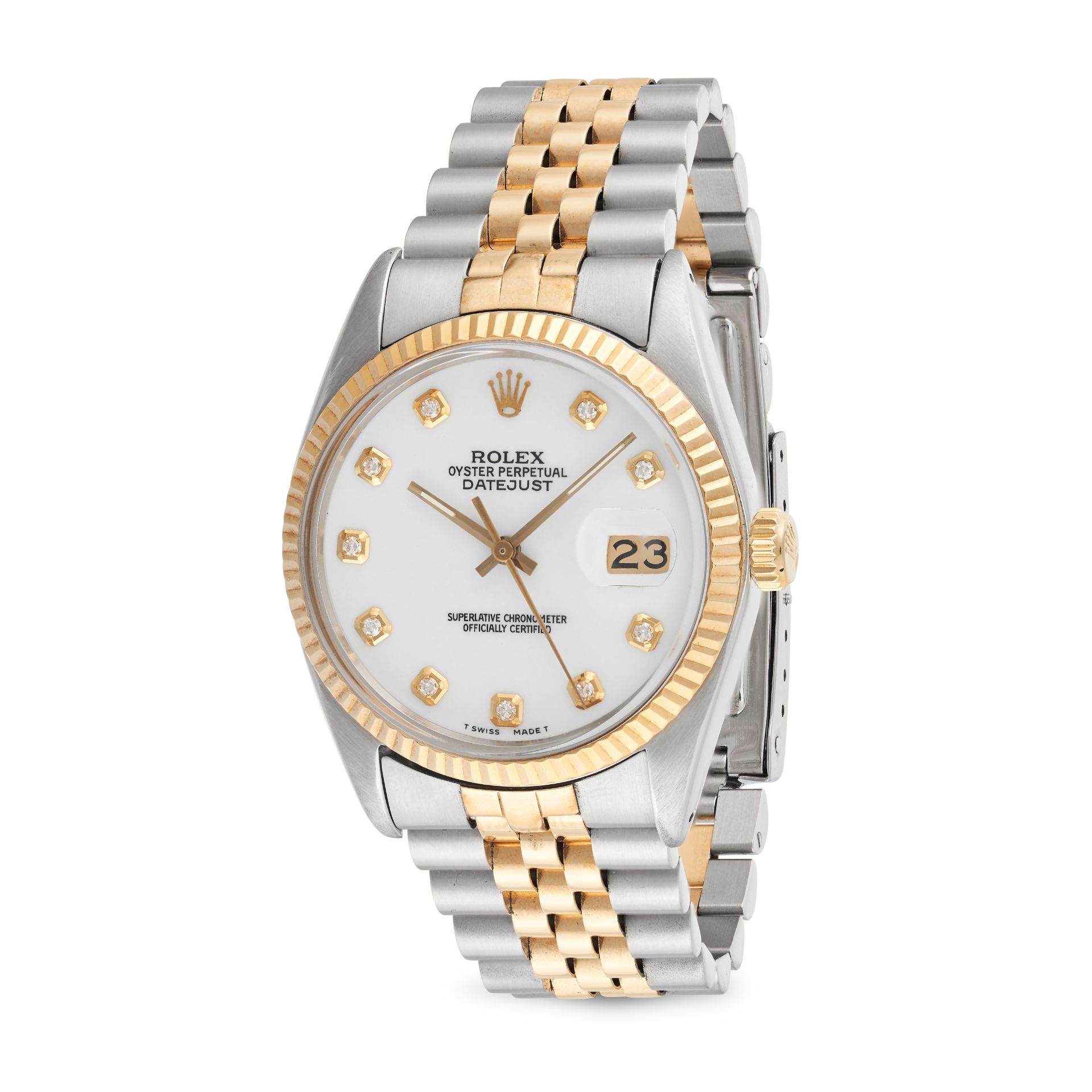 ROLEX - A BIMETAL ROLEX OYSTER PERPETUAL DATEJUST in stainless steel and yellow gold, 16013, 5391...