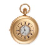 DENT - A DENT HALF HUNTER POCKET WATCH in 18ct yellow gold, the white porcelain dial with Roman n...