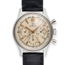 OMEGA - A VINTAGE OMEGA CHRONOGRAPH WRISTWATCH in stainless steel, 2451-7, 17 jewel manual wind m...