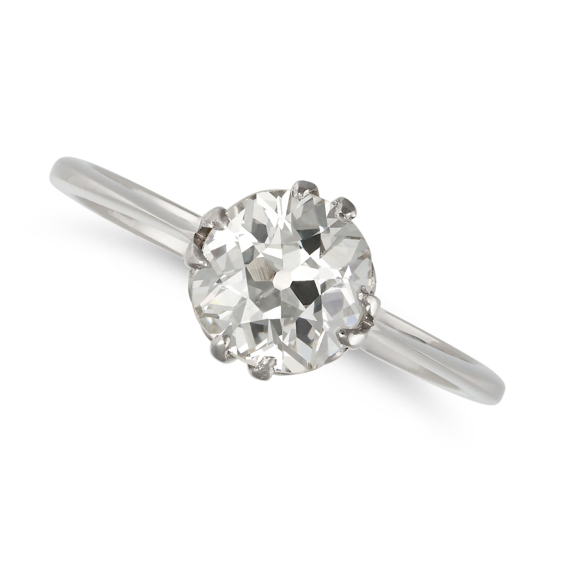 A SOLITAIRE DIAMOND RING in platinum, set with an old European cut diamond of approximately 1.22 ...