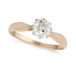 A SOLITAIRE DIAMOND RING in yellow gold, set with an old cut diamond of approximately 1.06 carats...