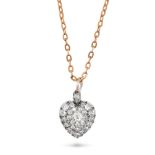 A DIAMOND HEART PENDANT NECKLACE in yellow and white gold, the pendant designed as a heart set th...