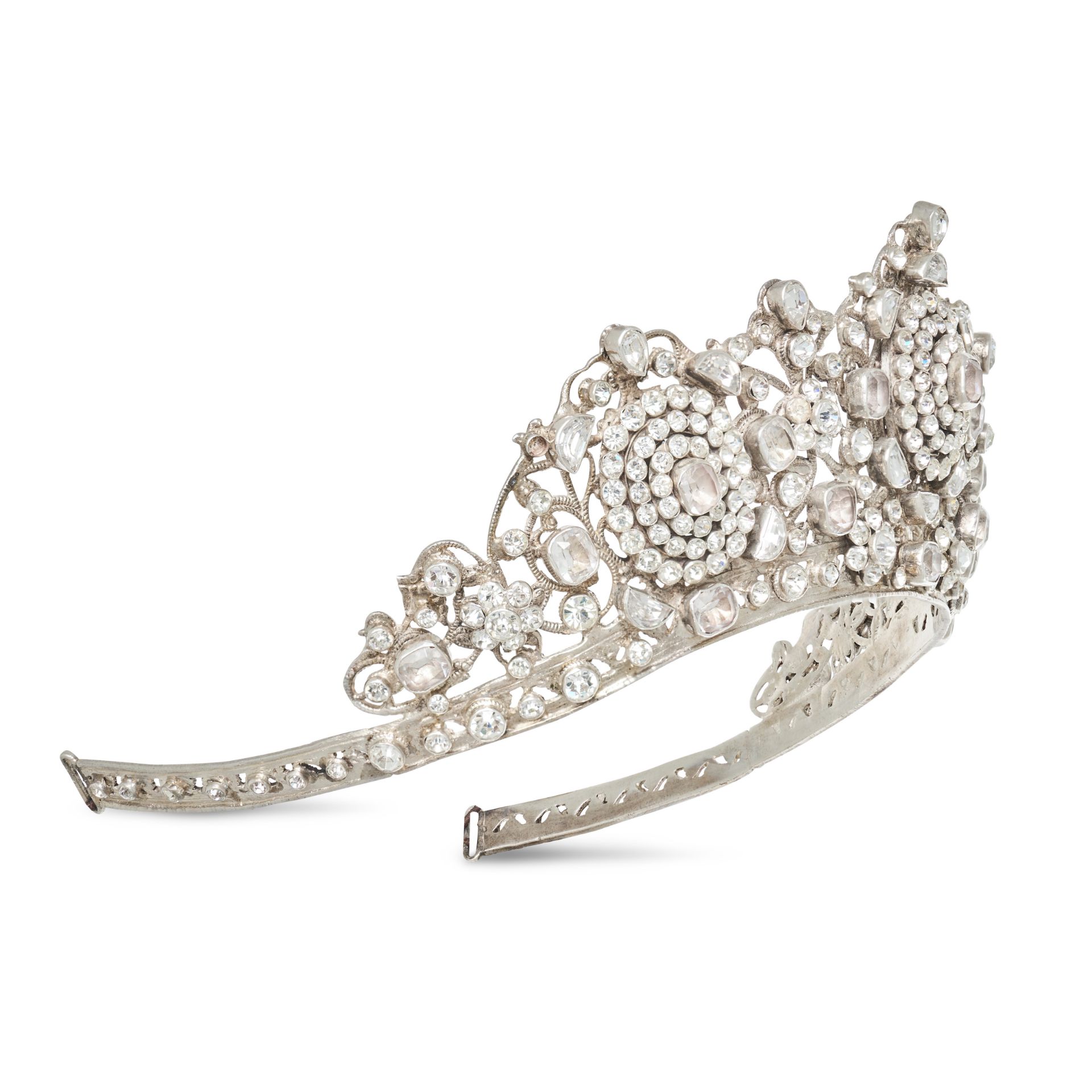 A PASTE TIARA set with clusters of paste stones, accented throughout with round, cushion, and hal... - Image 2 of 2