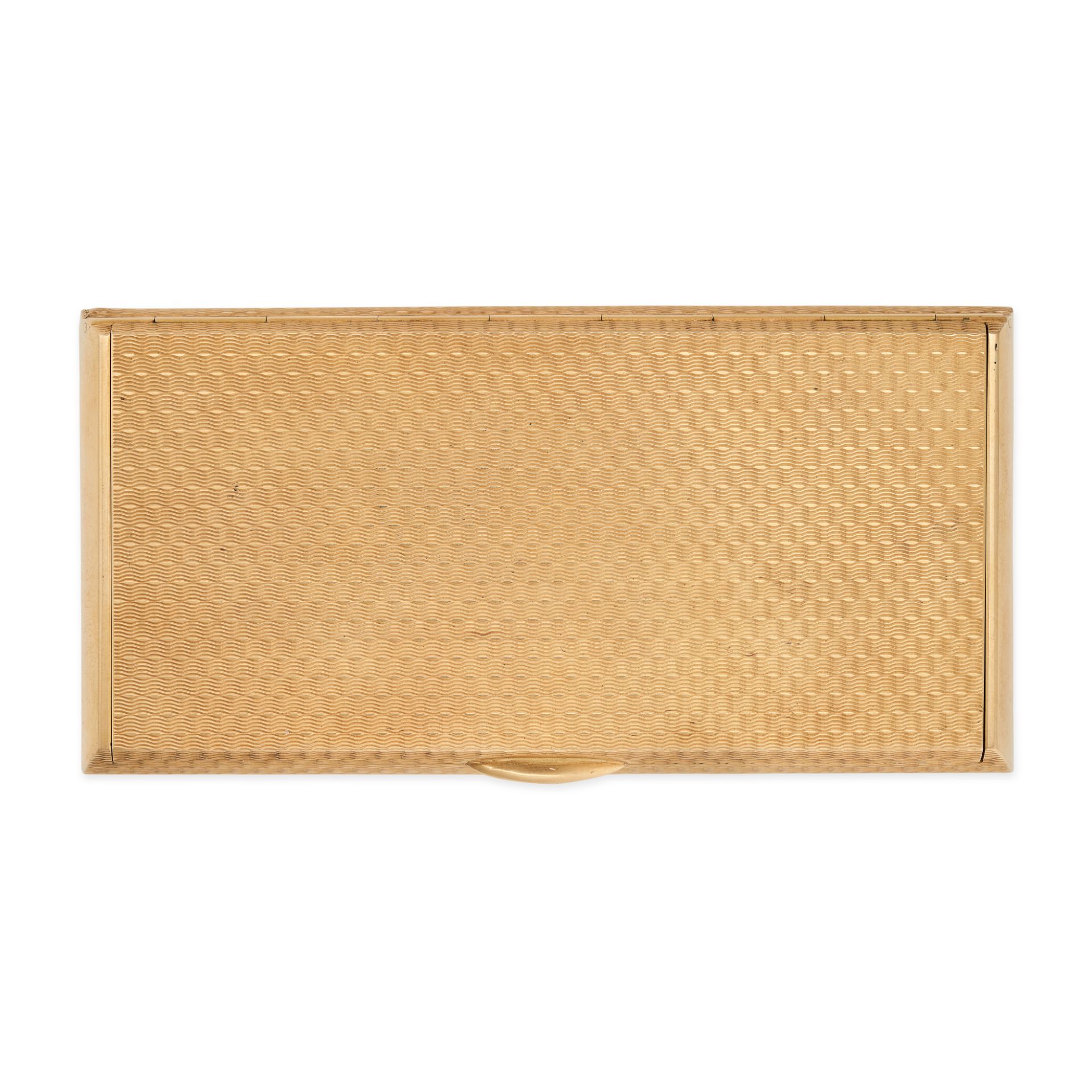 CARTIER, A GOLD CIGARETTE CASE in 18ct yellow gold, the rectangular case with hinged lid in engin...