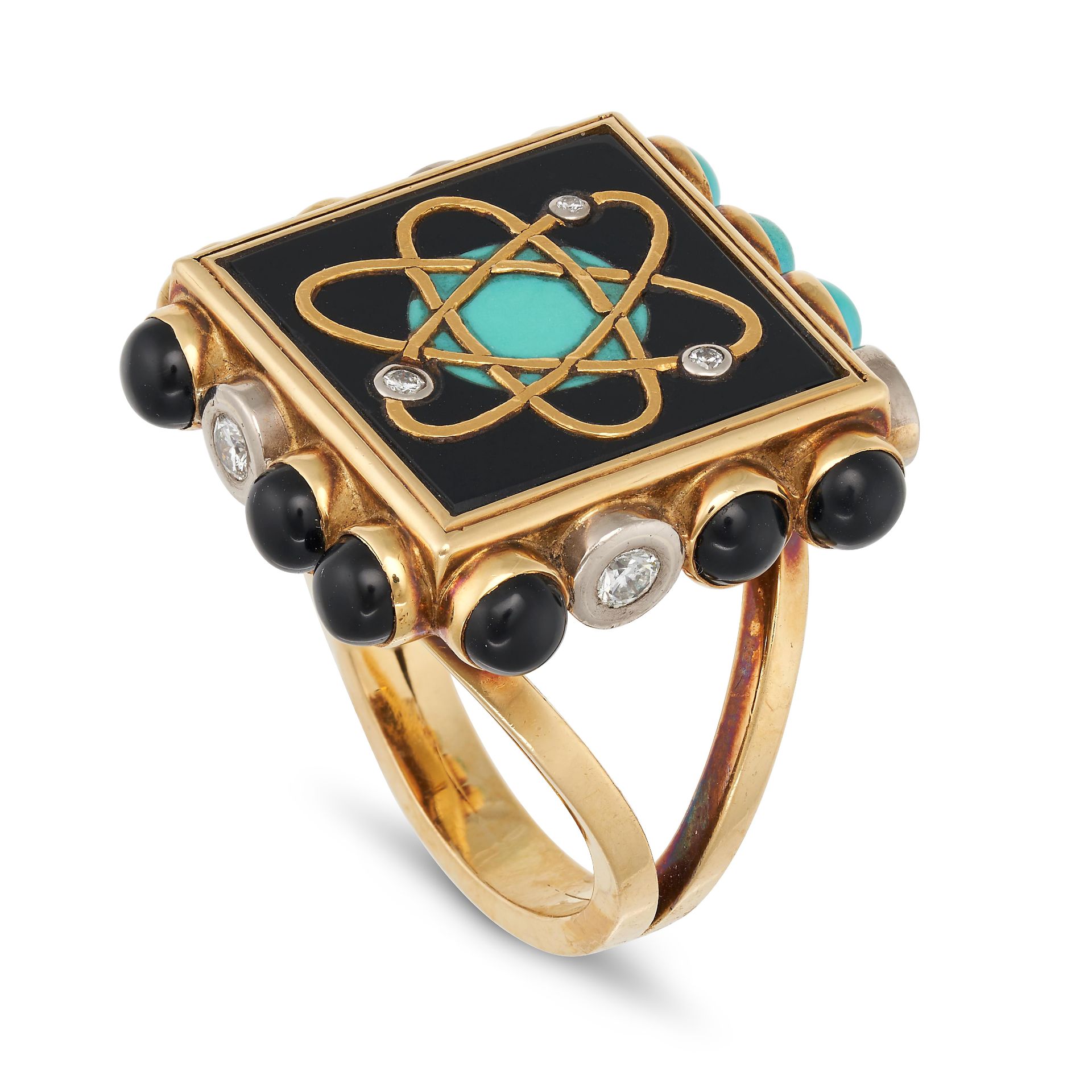 SOLANGE AZAGURY-PARTRIDGE, AN ONYX, TURQUOISE AND DIAMOND COSMIC ATOM RING in 18ct yellow gold, t... - Bild 2 aus 2