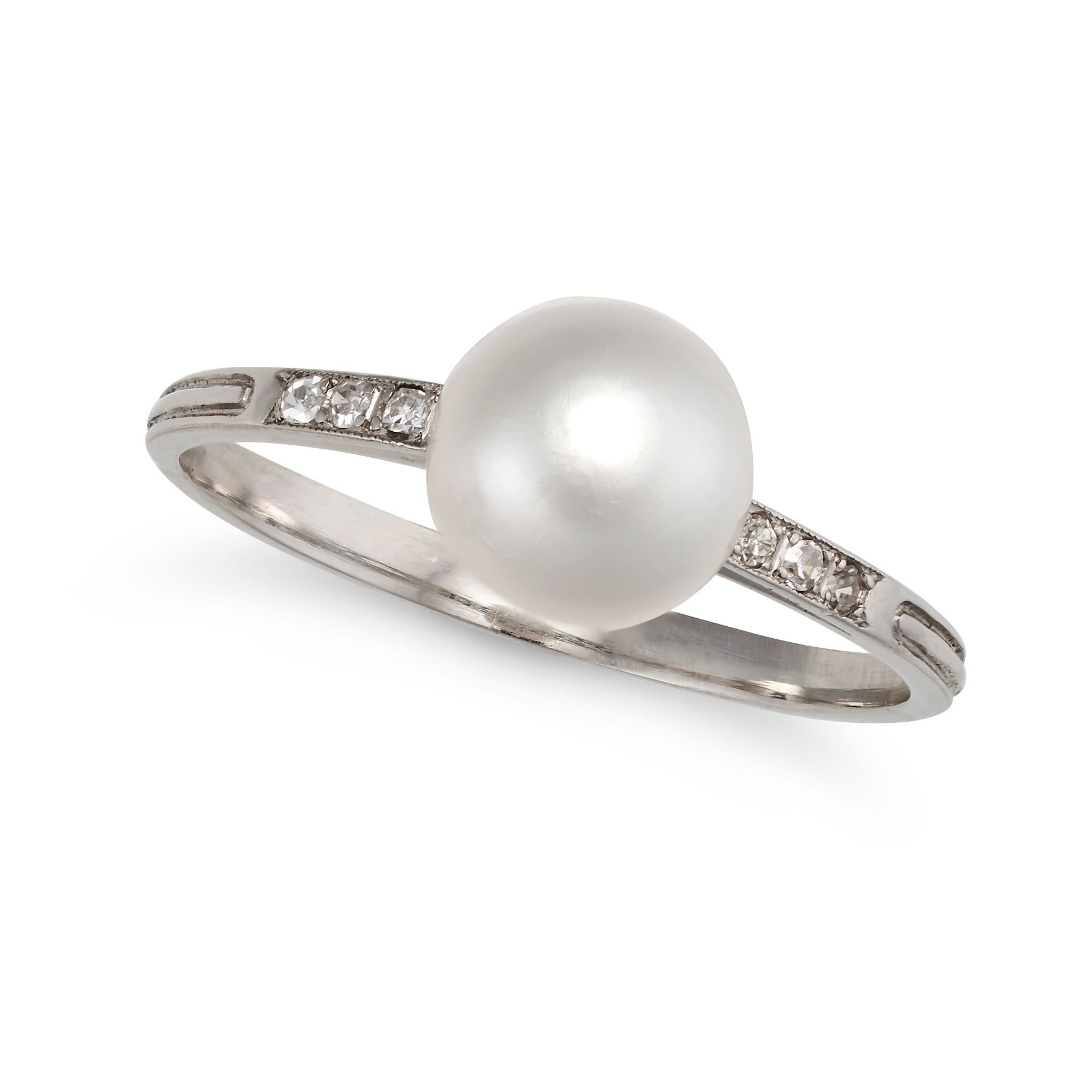 VAN CLEEF & ARPELS, A NATURAL SALTWATER PEARL AND DIAMOND RING in platinum, set with a pearl of 8...