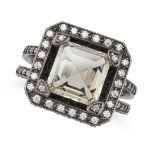 SOLANGE AZAGURY-PARTRIDGE, A DIAMOND RING in black rhodium plated 18ct white gold, set with an oc...
