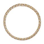 BULGARI, A DIAMOND CURB CHAIN NECKLACE in 18ct yellow gold, comprising a stylised curb chain, acc...