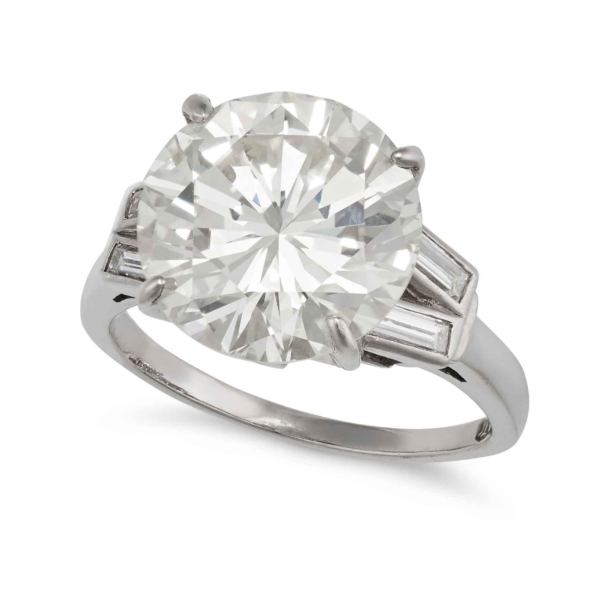 A SOLITAIRE DIAMOND ENGAGEMENT RING in platinum, set with a round brilliant cut diamond of approx...