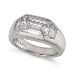 CARVIN FRENCH, A D COLOUR DIAMOND RING in platinum, set with an emerald cut diamond of 1.90 carat...
