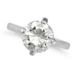 A SOLITAIRE DIAMOND RING in 18ct white gold, set with a round brilliant cut diamond of approximat...