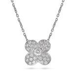 VAN CLEEF & ARPELS, A DIAMOND TREFLE PENDANT NECKLACE in 18ct white gold, the pendant designed as...
