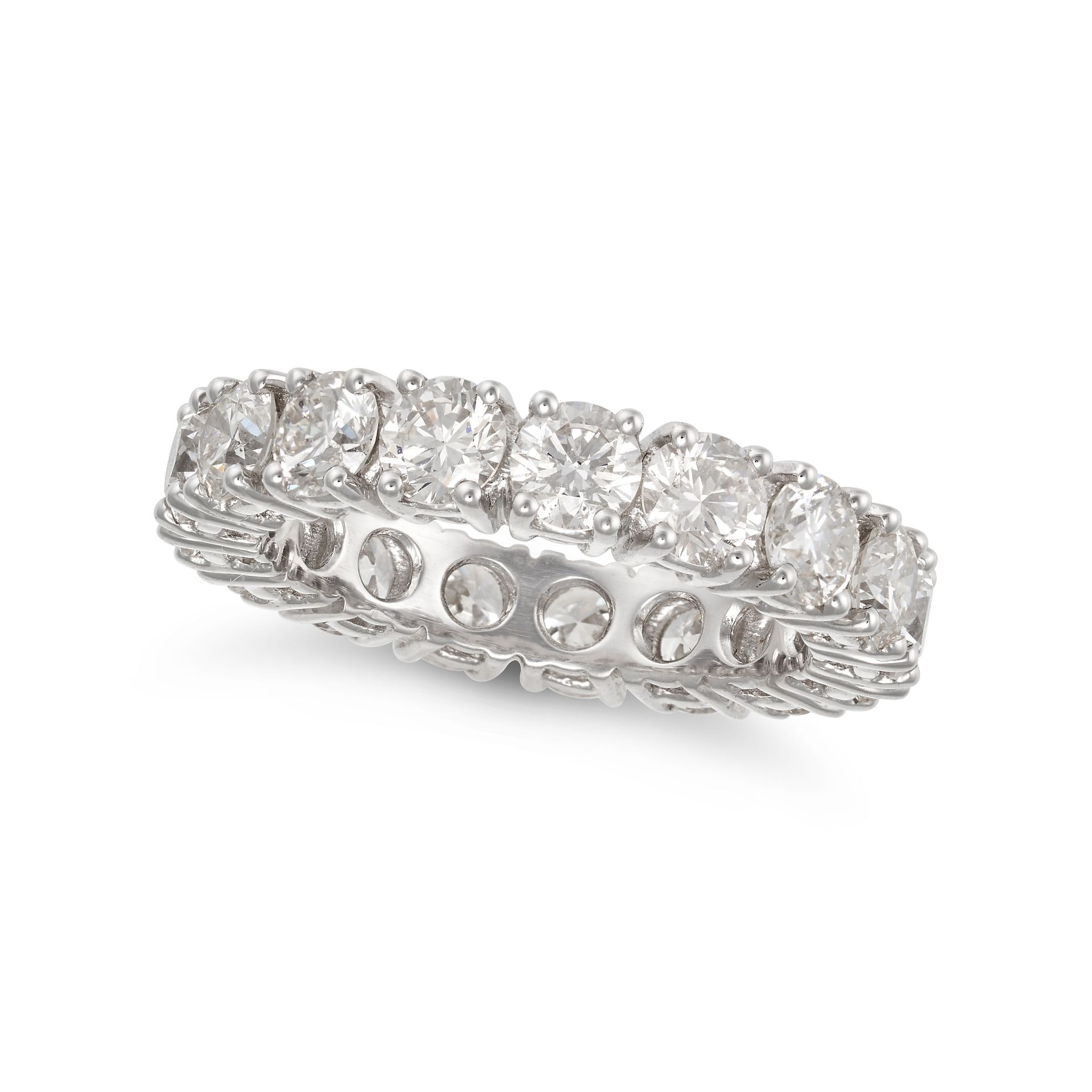 A DIAMOND FULL ETERNITY RING in 18ct white gold, sell all around with a row of round brilliant cu...