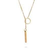 NO RESERVE - GUCCI, A LARIAT PENDANT NECKLACE in 18ct yellow gold, comprising a box chain suspend...