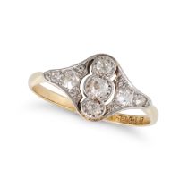NO RESERVE - A DIAMOND DRESS RING in 18ct yellow gold and platinum, the openwork face set with th...