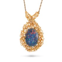 AN OPAL TRIPLET PENDANT NECKLACE in 18ct yellow gold, set with an oval opal triplet measuring 3.0...