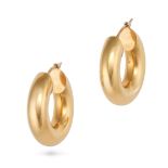 NO RESERVE - CHARLES GAVET, A PAIR OF GOLD HOOP EARRINGS in 18ct yellow gold, with polished finis...