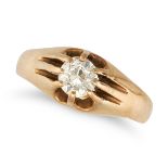 AN ANTIQUE DIAMOND GYPSY RING in 18ct yellow gold, set with an old cut diamond of approximately 0...