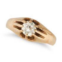 AN ANTIQUE DIAMOND GYPSY RING in 18ct yellow gold, set with an old cut diamond of approximately 0...