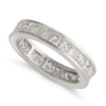 A DIAMOND FULL ETERNITY RING in platinum, set all around with princess cut diamonds all totalling...