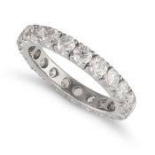 A DIAMOND FULL ETERNITY RING in platinum, all around with round brilliant cut diamonds all totall...