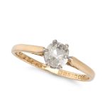 A SOLITAIRE DIAMOND RING in 18ct yellow gold and platinum, set with an old cut diamond of approxi...
