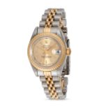 ROLEX - A LADIES BIMETAL ROLEX OYSTER PERPETUAL DATEJUST AUTOMATIC WRISTWATCH in stainless steel ...