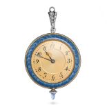 A VINTAGE DIAMOND AND ENAMEL FOB WATCH in 18ct yellow gold, 17 jewel manual wind movement, the ci...