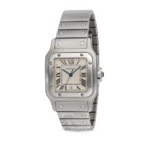 CARTIER - A CARTIER SANTOS WRISTWATCH in stainless steel, 1564, 2321XXXX, quartz movement, the sq...