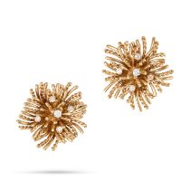 TIFFANY & CO., A PAIR OF DIAMOND SEA URCHIN EARRINGS in 18ct yellow gold, each designed as a sea ...