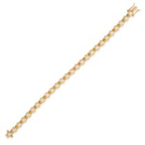 A DIAMOND LINE BRACELET in 18ct yellow gold, comprising a row of round brilliant cut diamonds in ...