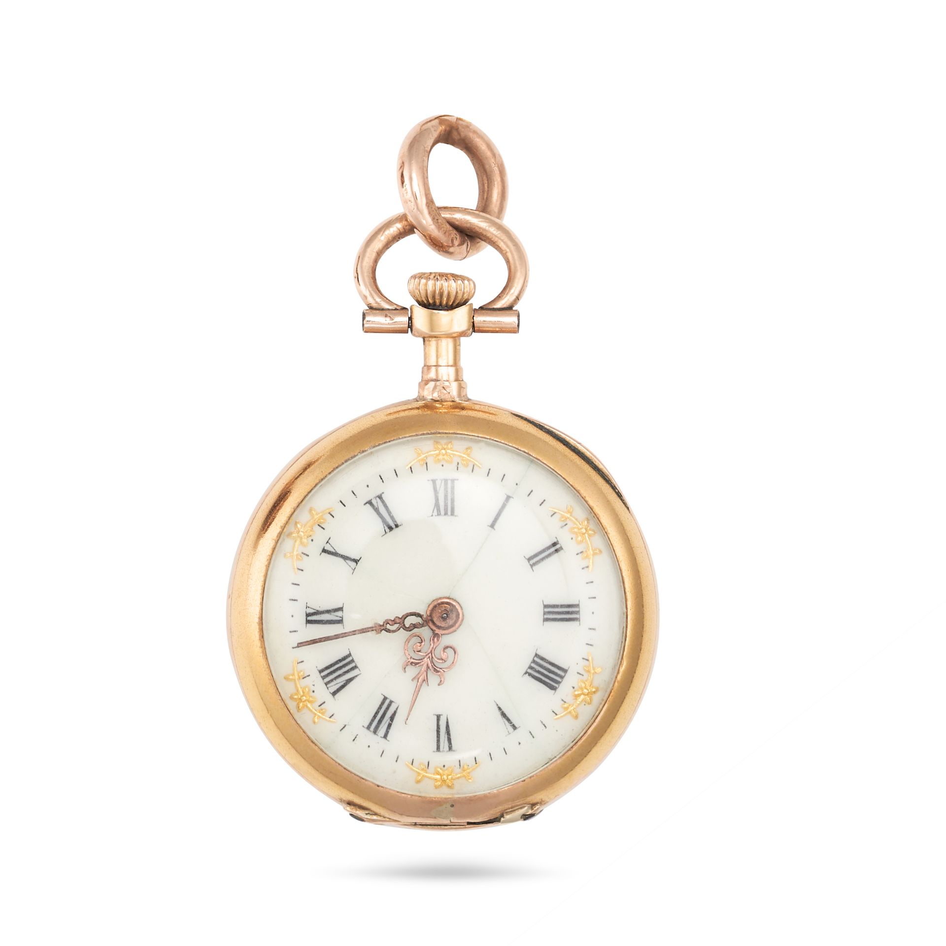 AN ANTIQUE RUBY AND DIAMOND POCKET WATCH in yellow gold and silver, the circular dial with black ... - Image 2 of 2